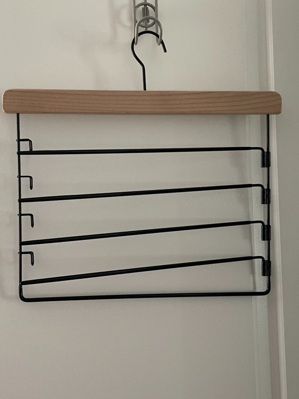 Set of 3 - Brightroom 5 Tier Pants Hanger Black with Natural Wood Non-Slip - Picture 2 of 2